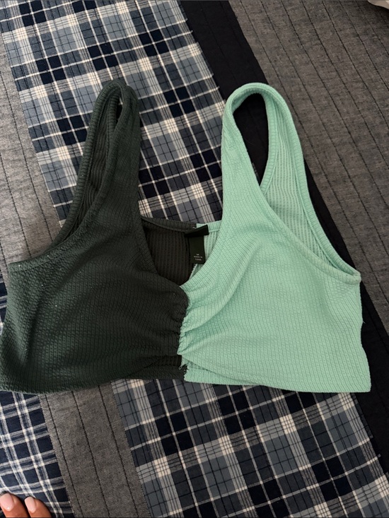 wild fable Tops - wild fable Reversible Ribbed Bralette — Forest Green & Mint